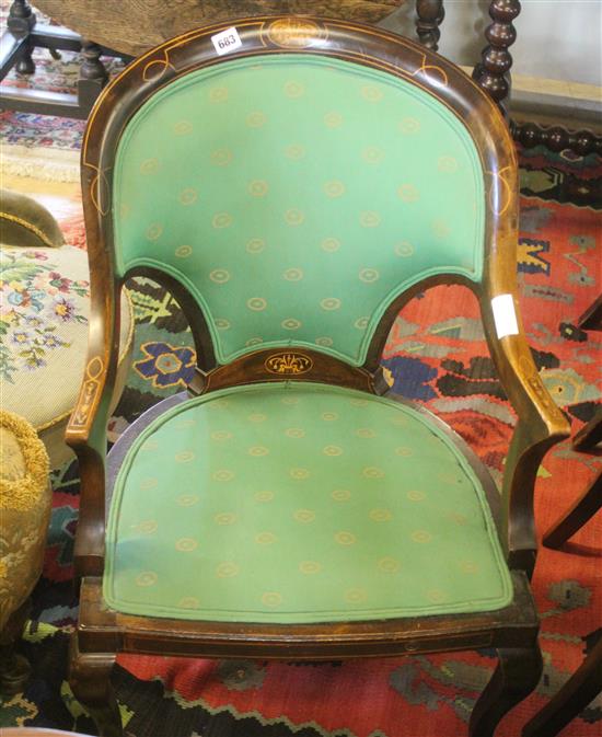 Edwardian inlaid tub chair